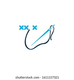 Cross stitch icon colored symbol. Premium quality isolated embroidery element in trendy style.