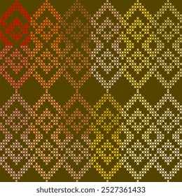 cross stitch ikat ombre  ethnic seamless pattern stitch craft fashion design abstract artwork wallpaper retro hand drawn geometric shape embroidery template decoration print graphic background

