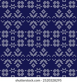  cross stitch Japanese embroidery Sashiko abstract seamless ornaments white line artwork indigo blue background vector design template hand drawn print needle work quilt fabric geometric pattern
