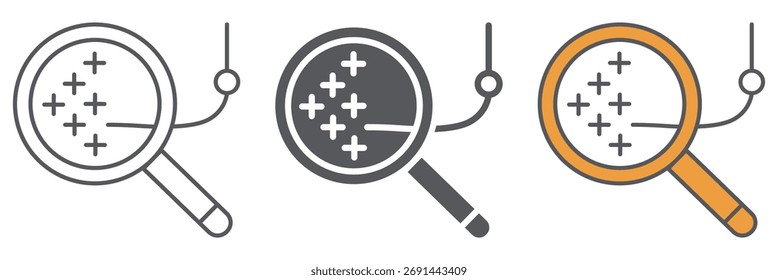 Icono de línea de punto de cruz, costura y costura, signo de bordado, Vector gráfico, un patrón lineal sobre un fondo blanco, eps 10.