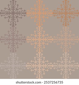 cross stitch needle work artwork abstract seamless geometric graphic decoration ethnic outline template wallpaper print fabric pattern hand drawn contour shape background ombre orange

