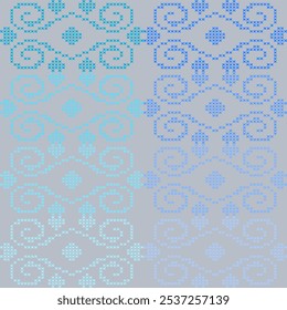 Punto de cruz Trabajo de aguja Obra de arte Abstracto sin fisuras Decoración gráfica geométrica Plantilla de contorno étnico Patrón de tela de impresión de Fondo de pantalla Dibujado a mano Contorno Forma de fondo Ombre Azul

