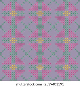 cross stitch needle work artwork abstract seamless geometric graphic decoration ethnic outline template wallpaper print fabric pattern hand drawn contour shape background 

