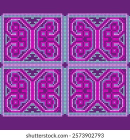 cross stitch needle work emdroidery pixel art abstract artwork seamless geometric pattern printed background fabric wallpaper hand drawn line tile clith paper element template


