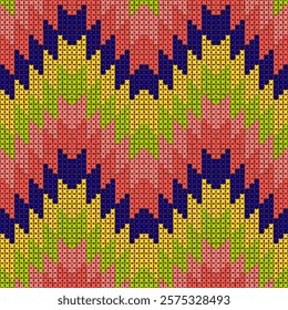 cross stitch needlework pixel art abstract artwork seamless geometric pattern printed background fabric wallpaper hand drawn cross line colorful template graphic design


