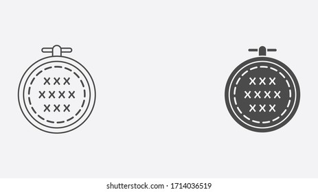 Cross stitch outline and filled vector icon sign symbol
