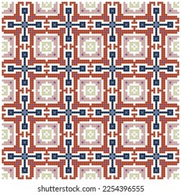 Kreuzstich-Muster mit abstrakten floralen Elementen