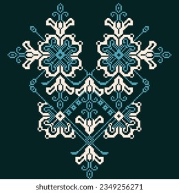 A cross stitch pattern with a blue and white design