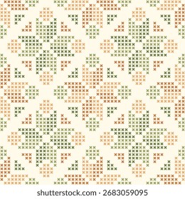 Padrão de ponto cruzado com formas x coloridas formando um plano de fundo abstrato e repetitivo