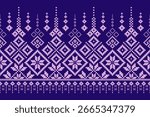 Cross stitch pattern concept. Cross stitch pattern showcasing traditional ethnic geometric pattern, Design for textile, background,carpet,wallpaper,clothing,wrapping,Batik,fabric,Vector illustration.