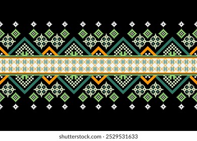 Cross stitch pattern concept. Cross stitch pattern showcasing traditional ethnic geometric pattern, Design for textile, background,carpet,wallpaper,clothing,wrapping,Batik,fabric,Vector illustration.