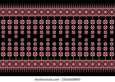 Cross stitch pattern concept. Cross stitch pattern showcasing traditional ethnic geometric pattern, Design for textile, background,carpet,wallpaper,clothing,wrapping,Batik,fabric,Vector illustration.