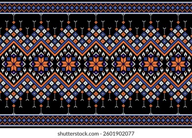 Cross stitch pattern concept. Cross stitch pattern showcasing traditional ethnic geometric pattern, Design for textile, background,carpet,wallpaper,clothing,wrapping,Batik,fabric,Vector illustration.