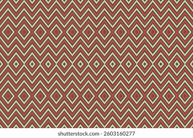 Cross stitch pattern concept. Cross stitch pattern showcasing traditional ethnic geometric pattern, Design for textile, background,carpet,wallpaper,clothing,wrapping,Batik,fabric,Vector illustration.