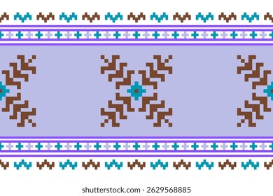 Cross stitch pattern concept. Cross stitch pattern showcasing traditional ethnic geometric pattern, Design for textile, background,carpet,wallpaper,clothing,wrapping,Batik,fabric,Vector illustration.