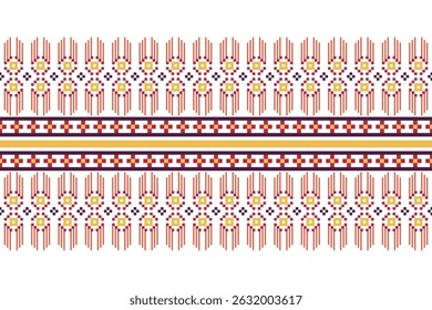 Cross stitch pattern concept. Cross stitch pattern showcasing traditional ethnic geometric pattern, Design for textile, background,carpet,wallpaper,clothing,wrapping,Batik,fabric,Vector illustration.
