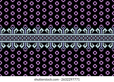 Cross stitch pattern concept. Cross stitch pattern showcasing traditional ethnic geometric pattern, Design for textile, background,carpet,wallpaper,clothing,wrapping,Batik,fabric,Vector illustration.