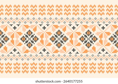 Cross stitch pattern concept. Cross stitch pattern showcasing traditional ethnic geometric pattern, Design for textile, background,carpet,wallpaper,clothing,wrapping,Batik,fabric,Vector illustration.
