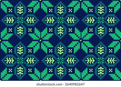 Cross stitch pattern concept. Cross stitch pattern showcasing traditional ethnic geometric pattern, Design for textile, background,carpet,wallpaper,clothing,wrapping,Batik,fabric,Vector illustration.