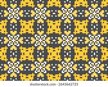 Conceito de padrão de ponto cruzado. Padrão de ponto cruz mostrando padrão geométrico étnico tradicional, Design para têxtil, fundo, tapete, papel de parede, roupas, envoltório, Batik, tecido, ilustração Vetor.
