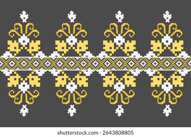 Conceito de padrão de ponto cruzado. Padrão de ponto cruz mostrando padrão geométrico étnico tradicional, Design para têxtil, fundo, tapete, papel de parede, roupas, envoltório, Batik, tecido, ilustração Vetor.