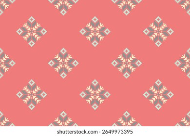 Conceito de padrão de ponto cruzado. Padrão de ponto cruz mostrando padrão geométrico étnico tradicional, Design para têxtil, fundo, tapete, papel de parede, roupas, envoltório, Batik, tecido, ilustração Vetor.