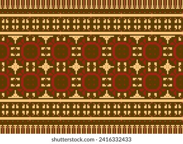 Cross Stitch pattern with Floral Designs. Traditional cross stitch needlework. Geometric Ethnic pattern, Embroidery, Textile ornamentation, fabric, Hand stitched pattern, Cultural stitching pixel art.