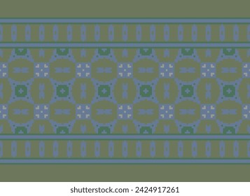 CROSS STITCH PATTERN WITH FLORAL DESIGNS. TRADITIONAL CROSS STITCH NEEDLEWORK. GEOMETRIC ETHNIC PATTERN, EMBROIDERY, TEXTILE ORNAMENTATION, FABRIC, HAND STITCHED PATTERN, CULTURAL STITCHING PIXEL ART.