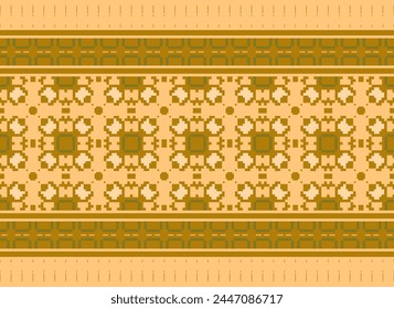 Patrón de punto de cruz con Diseños florales. Costura de punto de cruz tradicional. Patrón étnico geométrico, bordado, ornamentación textil, tela, patrón cosido a mano, arte de píxel de costura cultural.