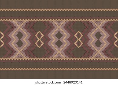 Patrón de punto de cruz con Diseños florales. Costura de punto de cruz tradicional. Patrón étnico geométrico, bordado, ornamentación textil, tela, patrón cosido a mano, arte de píxel de costura cultural.