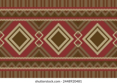Cross Stitch pattern with Floral Designs. Traditional cross stitch needlework. Geometric Ethnic pattern, Embroidery, Textile ornamentation, fabric, Hand stitched pattern, Cultural stitching pixel art.