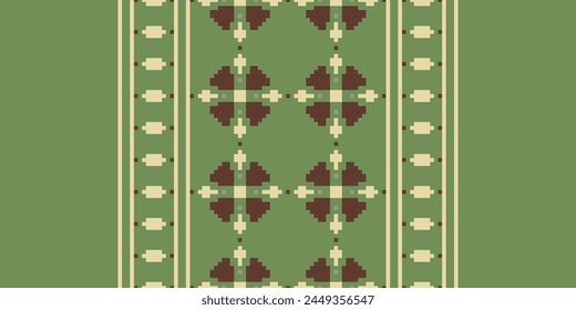 Kreuzstich-Muster mit floralem Designs. Traditionelle Kreuzstich-Nadelarbeit. Geometrische ethnische Muster, Stickerei, Textile Ornamentik, Stoff, Handgenähtes Muster, Kulturelle Stickerei Pixel-Kunst.