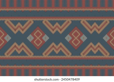 Cross Stitch pattern with Floral Designs. Traditional cross stitch needlework. Geometric Ethnic pattern, Embroidery, Textile ornamentation, fabric, Hand stitched pattern, Cultural stitching pixel art.