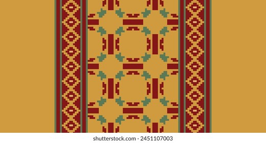 Cross Stitch pattern with Floral Designs. Traditional cross stitch needlework. Geometric Ethnic pattern, Embroidery, Textile ornamentation, fabric, Hand stitched pattern, Cultural stitching pixel art.