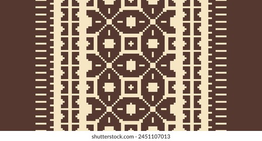 Cross Stitch pattern with Floral Designs. Traditional cross stitch needlework. Geometric Ethnic pattern, Embroidery, Textile ornamentation, fabric, Hand stitched pattern, Cultural stitching pixel art.