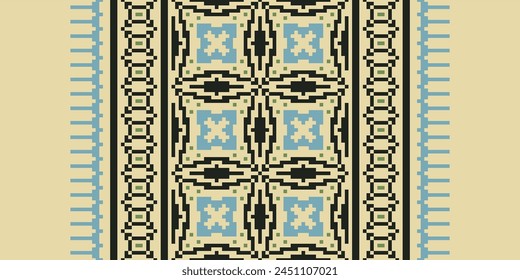 Cross Stitch pattern with Floral Designs. Traditional cross stitch needlework. Geometric Ethnic pattern, Embroidery, Textile ornamentation, fabric, Hand stitched pattern, Cultural stitching pixel art.