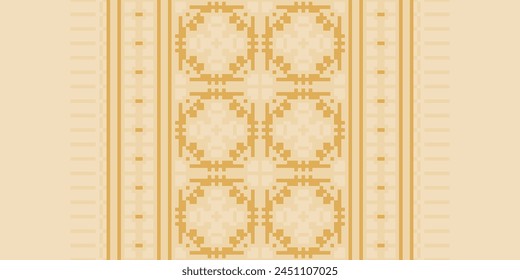 Cross Stitch pattern with Floral Designs. Traditional cross stitch needlework. Geometric Ethnic pattern, Embroidery, Textile ornamentation, fabric, Hand stitched pattern, Cultural stitching pixel art.