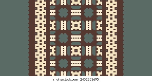 Cross Stitch pattern with Floral Designs. Traditional cross stitch needlework. Geometric Ethnic pattern, Embroidery, Textile ornamentation, fabric, Hand stitched pattern, Cultural stitching pixel art.