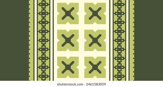 Cross Stitch pattern with Floral Designs. Traditional cross stitch needlework. Geometric Ethnic pattern, Embroidery, Textile ornamentation, fabric, Hand stitched pattern, Cultural stitching pixel art.