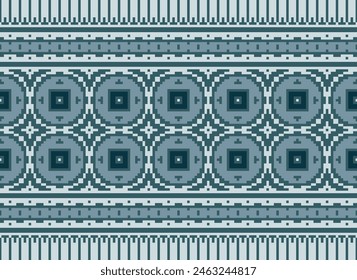 Cross Stitch pattern with Floral Designs. Traditional cross stitch needlework. Geometric Ethnic pattern, Embroidery, Textile ornamentation, fabric, Hand stitched pattern, Cultural stitching pixel art.