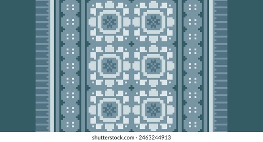 Cross Stitch pattern with Floral Designs. Traditional cross stitch needlework. Geometric Ethnic pattern, Embroidery, Textile ornamentation, fabric, Hand stitched pattern, Cultural stitching pixel art.