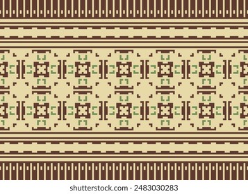 Cross Stitch pattern with Floral Designs. Traditional cross stitch needlework. Geometric Ethnic pattern, Embroidery, Textile ornamentation, fabric, Hand stitched pattern, Cultural stitching pixel art.