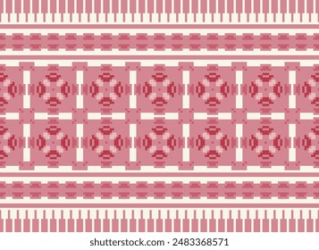 Cross Stitch pattern with Floral Designs. Traditional cross stitch needlework. Geometric Ethnic pattern, Embroidery, Textile ornamentation, fabric, Hand stitched pattern, Cultural stitching pixel art.