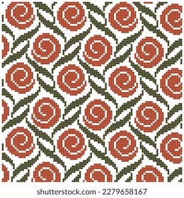 cross stitch pattern with floral elements