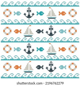 cross stitch pattern with sea theme