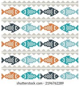 cross stitch pattern with sea theme