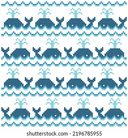 cross stitch pattern with sea theme