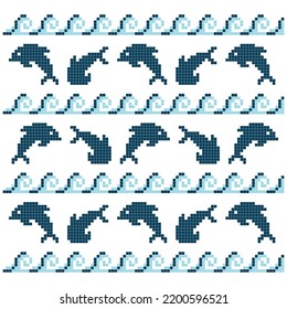 cross stitch pattern with sea theme