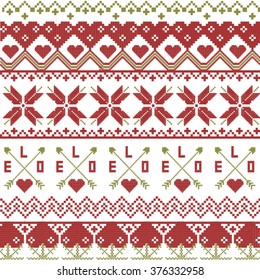 Cross stitch pattern for valentine's day.