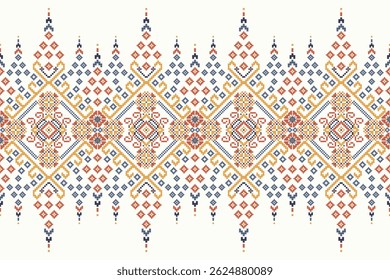 Cross stitch pattern,floral cross stitch pattern on white background,vector illustration,geometric ethnic oriental pattern,Aztec,abstract background.design for texture,fabric,clothing,decoration,print